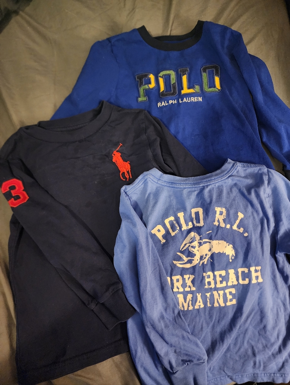 Ralph Lauren Kids Long-Sleeve Polo Tees in Blue and Navy